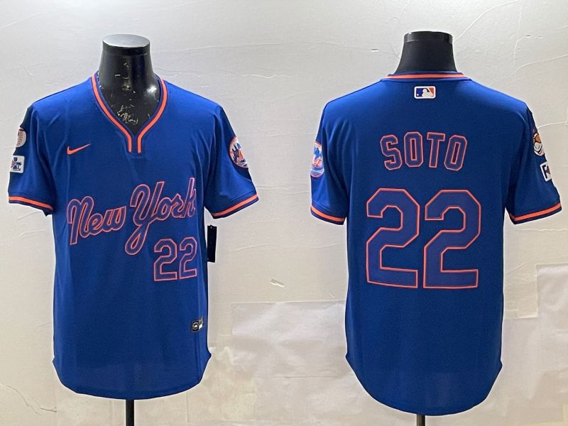 Men New York Mets #22 Soto Blue Throwback Game Nike 2025 MLB Jersey style 1->new york mets->MLB Jersey